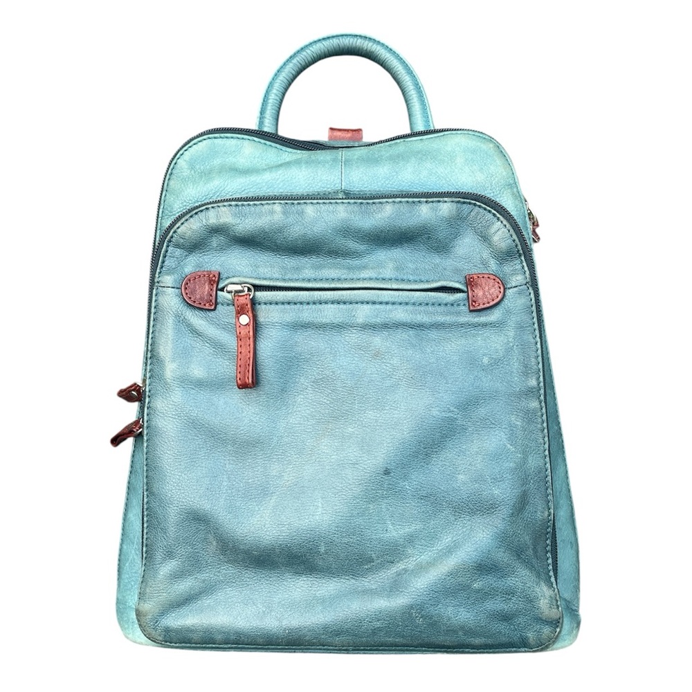 Osgoode Marley Custom Turquoise Blue Leather Organizer Backpack
